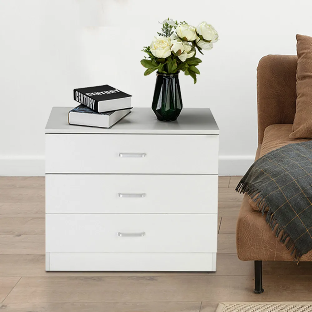 

3-Drawer Dresser - 26" White Particle Board, Compact Storage for Bedroom/Living Room