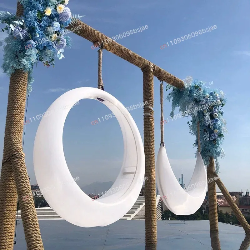 Outdoor Luminous Swing Internet celebrity Hanging Chair Outdoor Courtyard Ring Moon Rocking Chair Hotel Garden Cradle