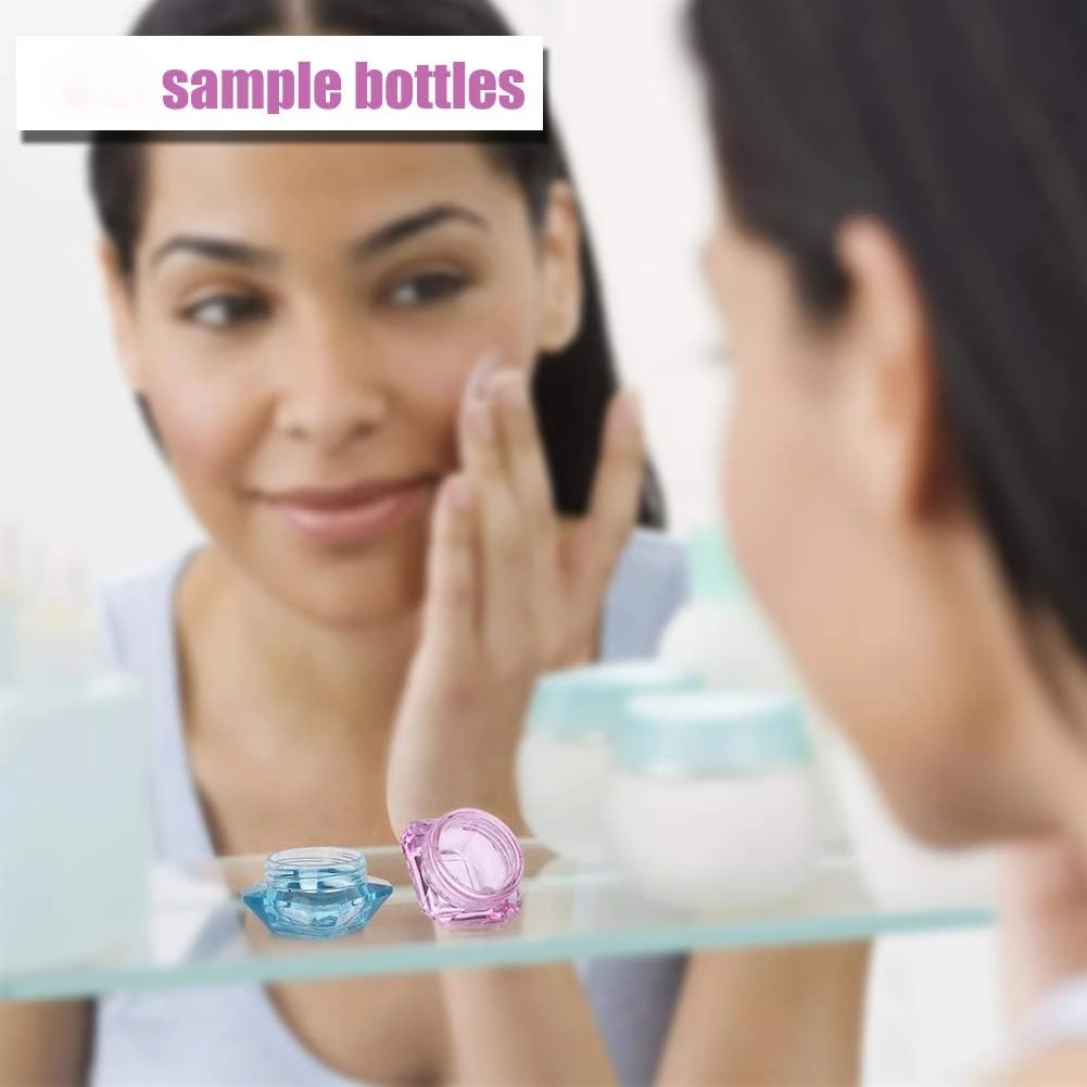 100 Stück 3/5g Tragbare Diamantförmige Leere Kosmetikdosen aus Kunststoff für Lidschatten, Nagelpulver, Schmuck, Lotion, Gesichtscreme – Detail 4