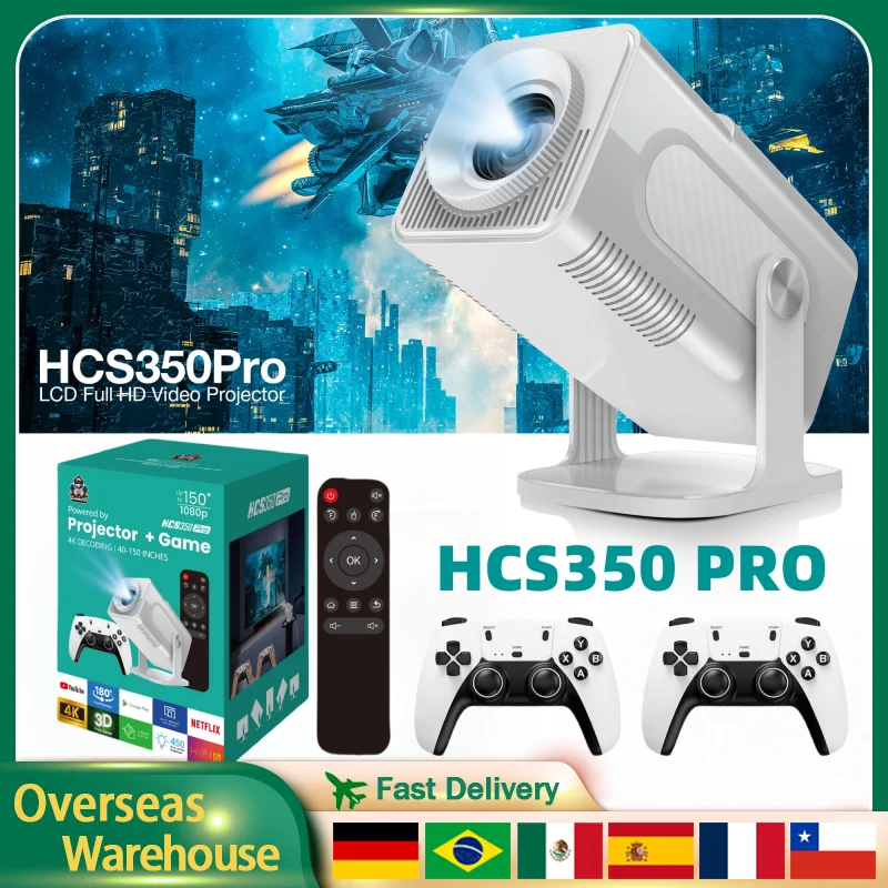 Project HCS350 Pro Quad Core ARM Cortex-A53 Retro Video Game Consoles WIFI Video Game Consoles Portable Intelligent Projector