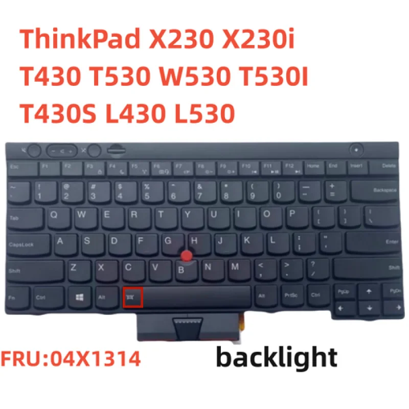 

Б/у клавиатура с подсветкой для Lenovo ThinkPad T430 T430I X230 X230I T530 W530 (US-раскладка)