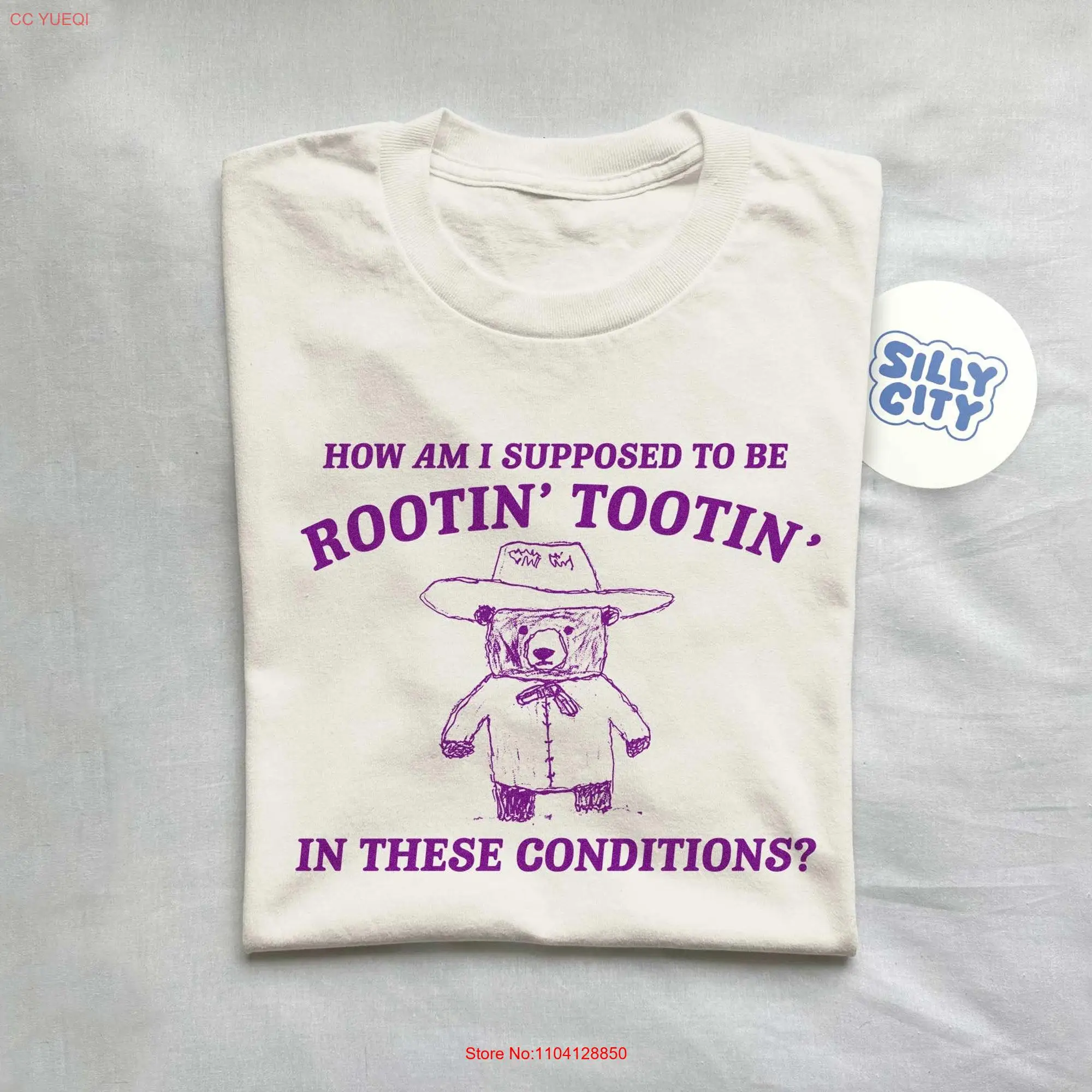 I can't root and toot in these conditions Vintage Drawing T Shirt Cowboy Meme Sarcastic  long or short sleeves