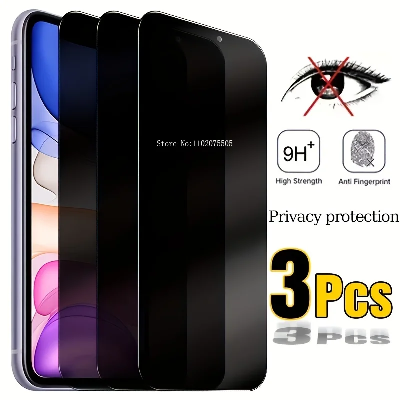 3PCS Privacy Film Peep Screen Protecto for IPhone 15 14 13 12 11 Pro Max  Anti Spy on IPhone XR X XS Max 12 13mini