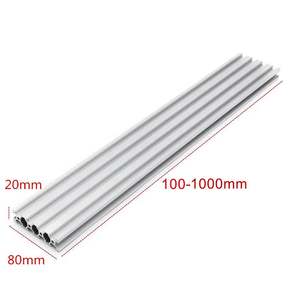 2Pcs Openbuilds 2080 V-Slot Aluminum Profile 100mm-550mm Black/Silver Aluminum Extrusion 20x80mm for CNC 3D Printer Parts