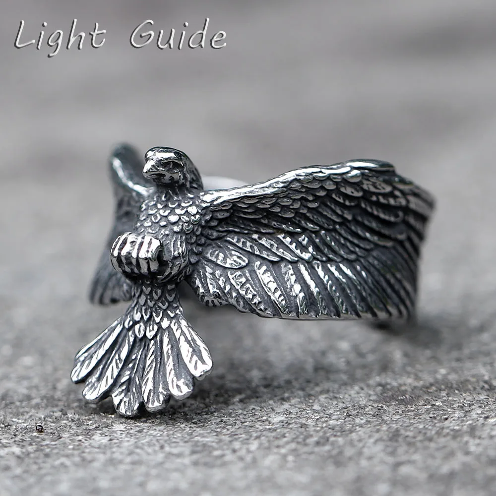 2022 NEW Men\'s 316L stainless-steel rings Flying Eagle ring  Punk Rock Personality Animal Jewelry Gift free shipping