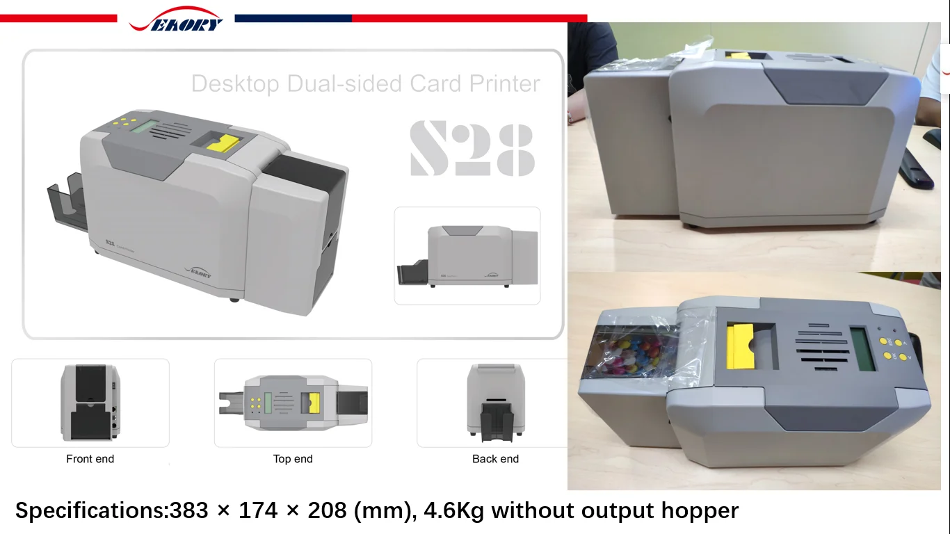 High Resolution 600dpi Seaory S28 Auto Batch Printing ID Card Printer With Color Ribbon For NFC Cards