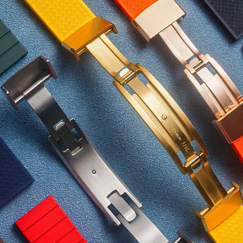 Tropical Pattern FKM CTS Fluororubber Watch Strap 20mm22mm Bands With Quick Release Butterfly Buckle Fit For most of Watches - Image 3