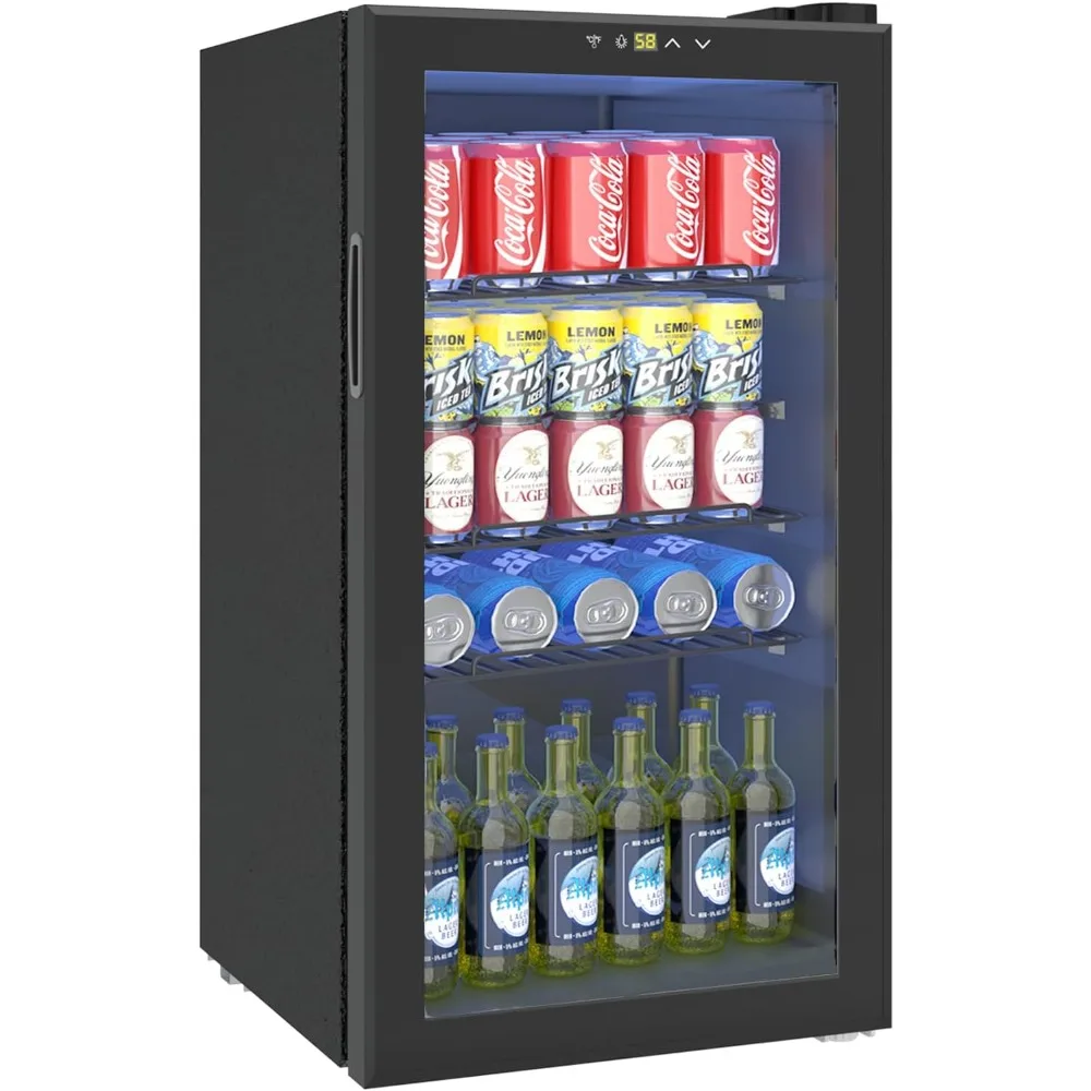 

3.2 Cu.ft Beverage Refrigerator Cooler, Soda and Beverage Fridge, Mini Fridge Glass Door for Beer Drinks Wines, Drink Cooler