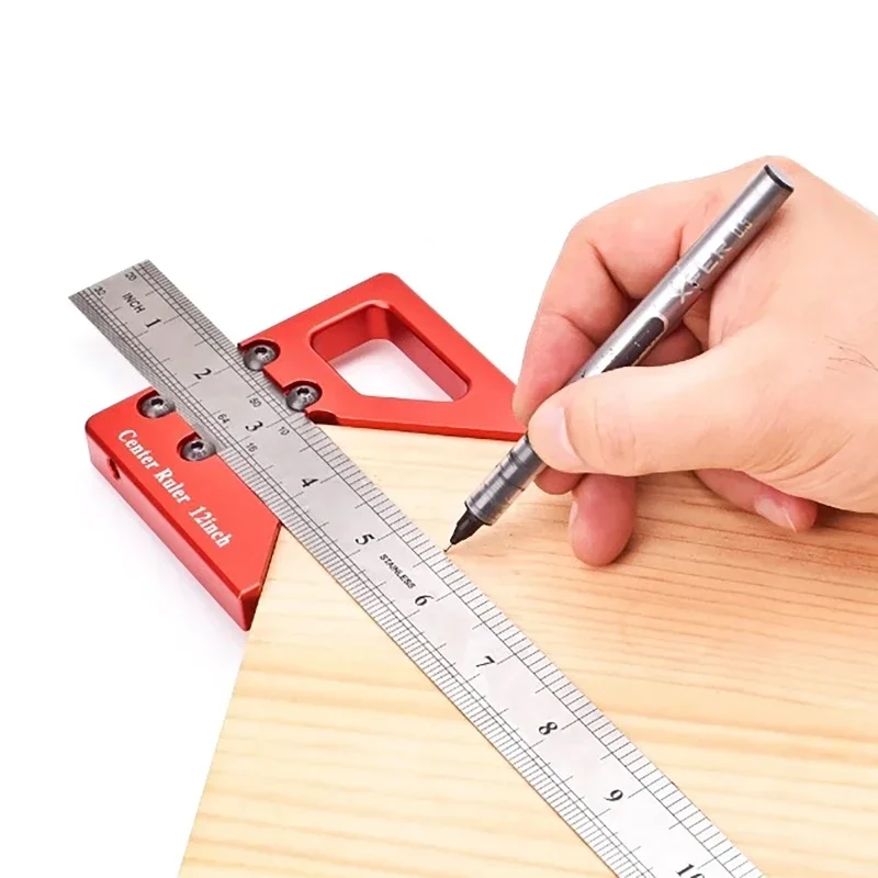 Center Finder Line Gauge Square Center Scribe Carpenter Woodworking Ruler 45 Degrees Angle Line Caliber Marking Drop Shipping