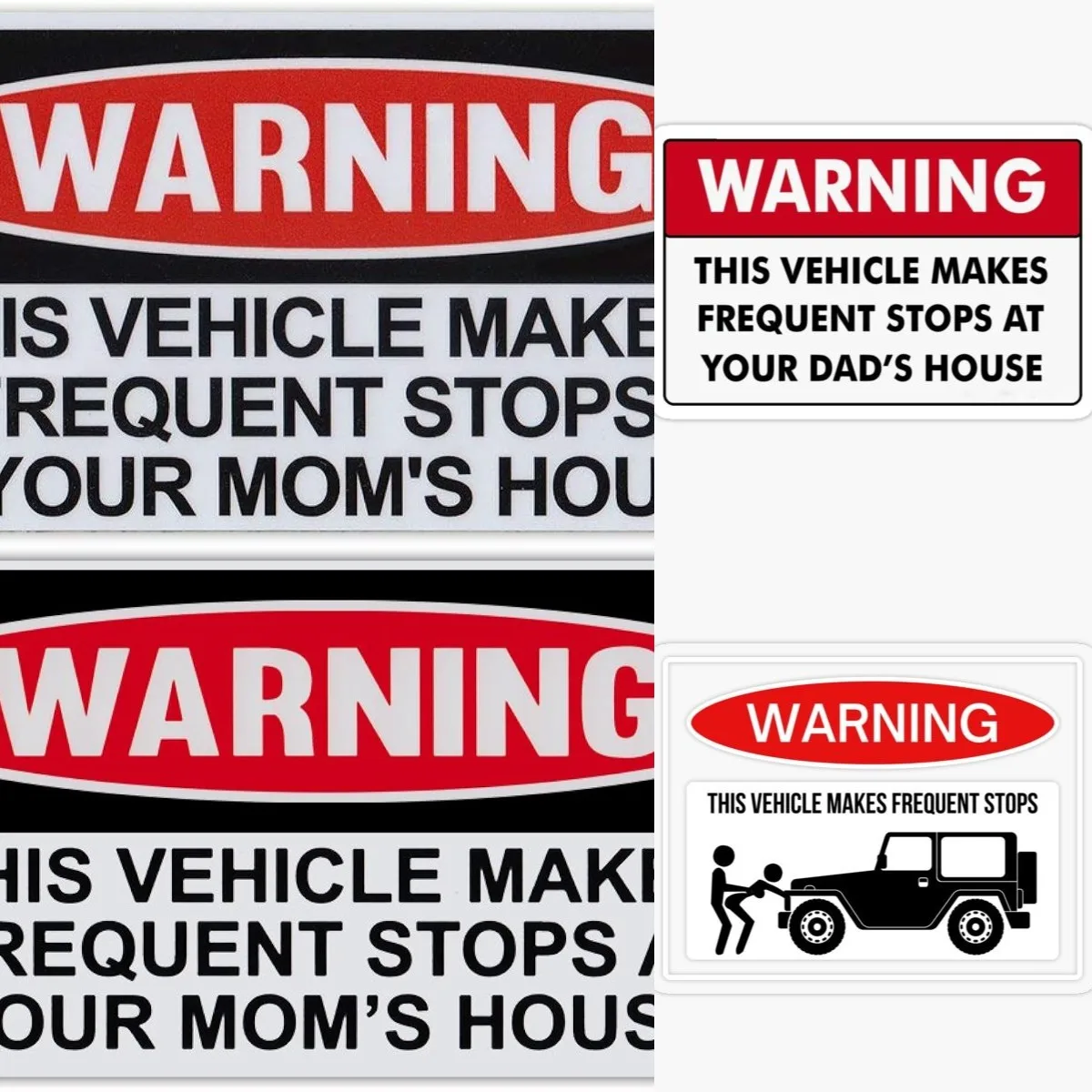 

Funny Warning Magnet, This Vehicle Makes Frequent Stops at Your Mom's House, Practical Jokes, Gags, Pranks, Decal Waterproof