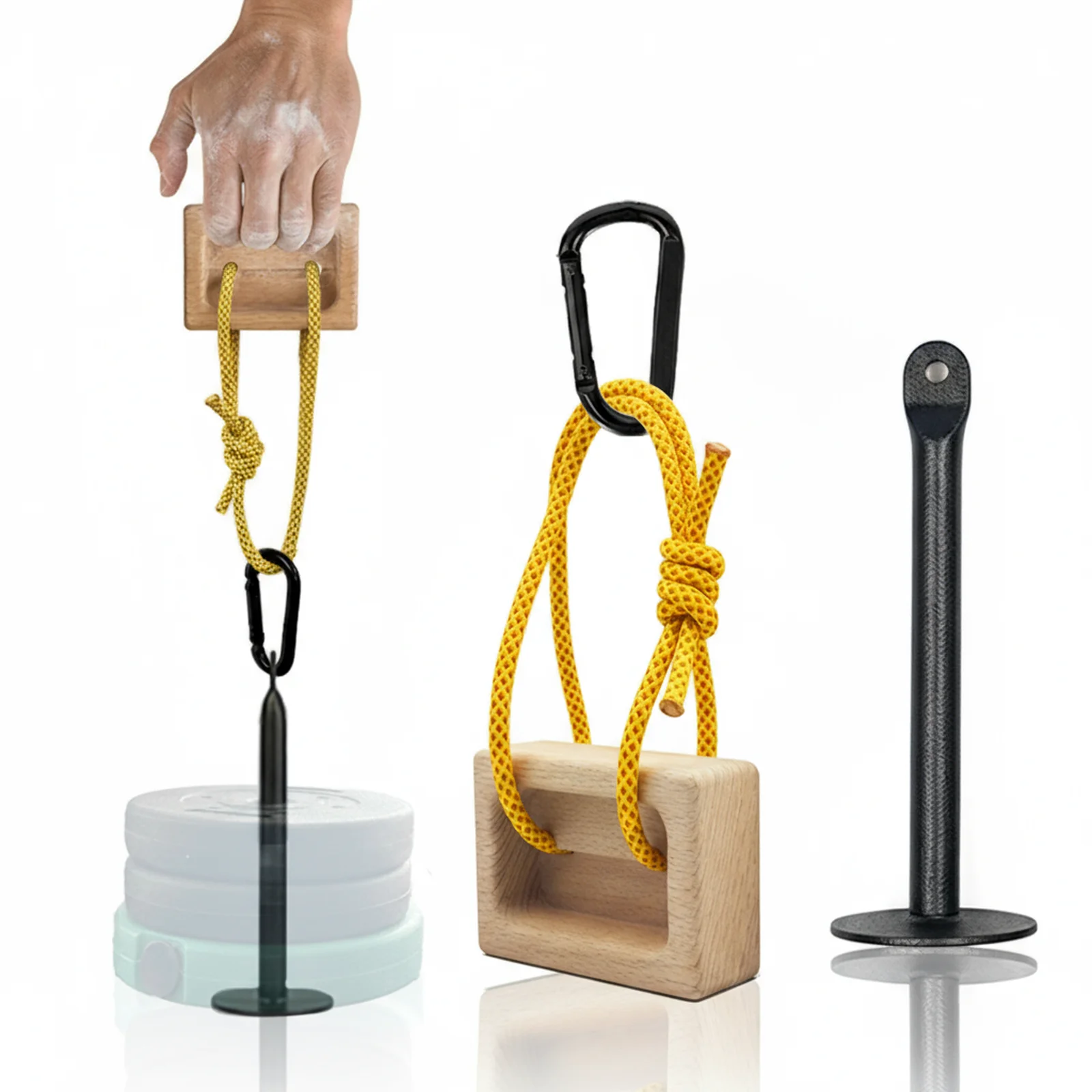 Climbing Hangboard Set with Loading Pin – Dual-Pocket Wooden Pinch Grip Blocks for Finger and Forearm Strength Training