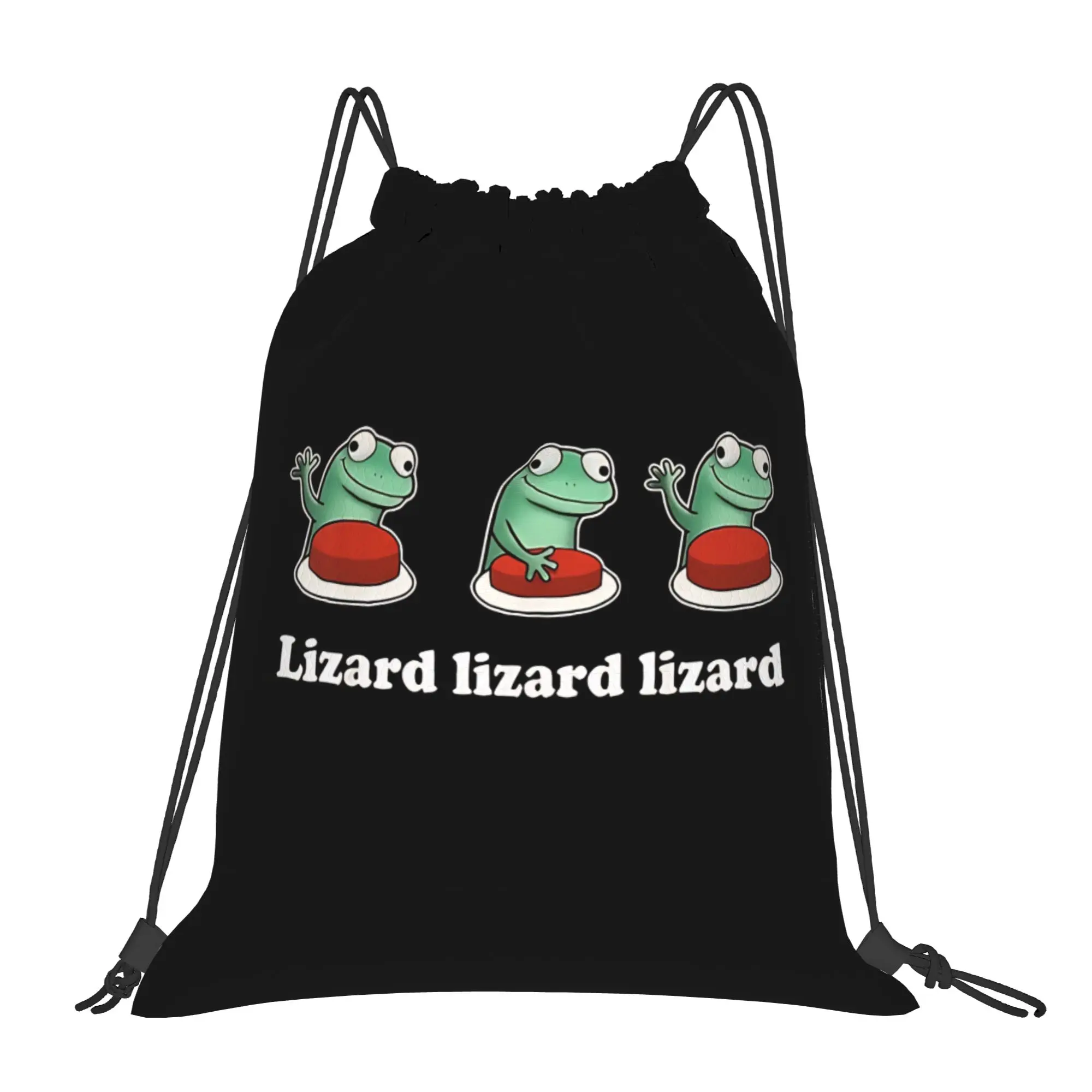 Lizard Funny Weirdcore Animal Lizard Lizard Lizard Meme Portable Travel Riding Gym Drawstring Storage Sporty Backpacks