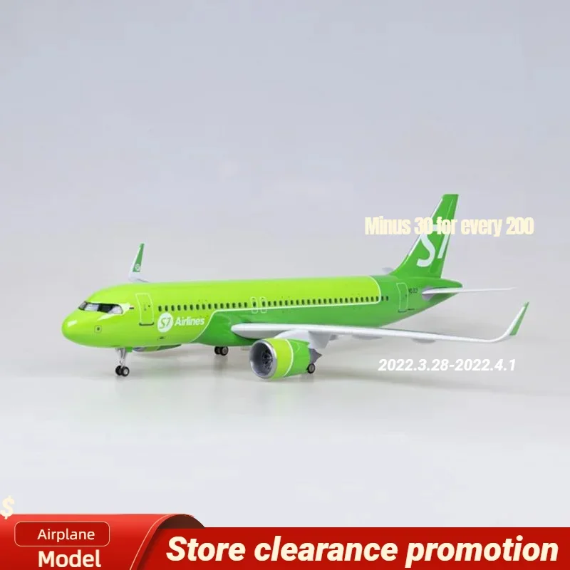 New 47CM 1/80 Airplane A320NEO A320 NEO Siberia S7 Airlines Model Toy Light & Wheel Landing Gear Diecast Resin Plane Model Decor