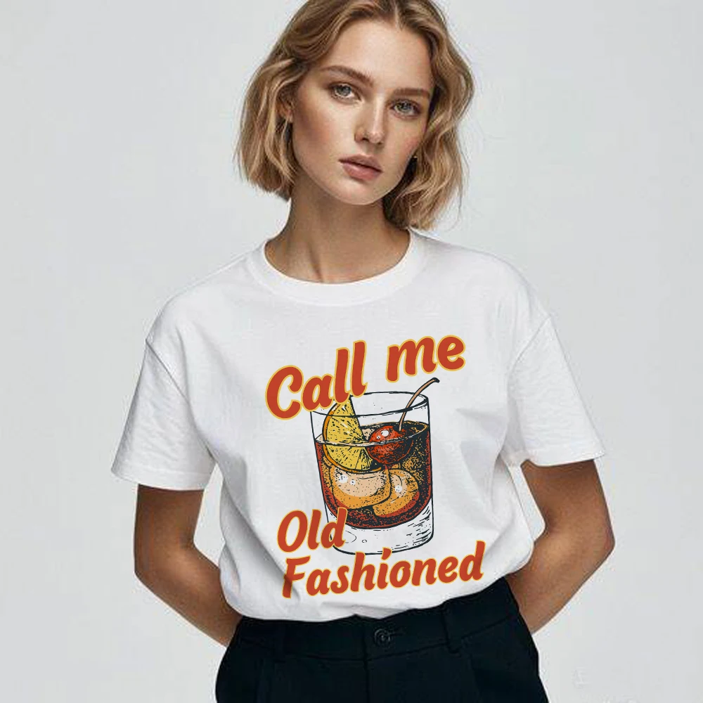 Call Me Old Fashion T Shirt Women  Print Graphic Tee Kawaii Top Female Clothes Casual Y2k Vintage Aesthetic Streetwear  Flora