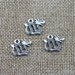 20Pieces 14*17mm Mixed Alloy Antique Silver Color Dragon Wicca Charms Bracelet Pendant Accessory For DIY Jewelry Making