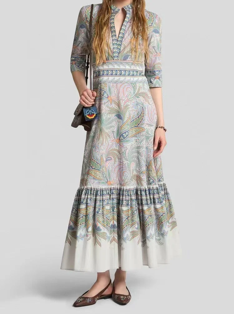 

High end customized women's fashionable printed patchwork dress