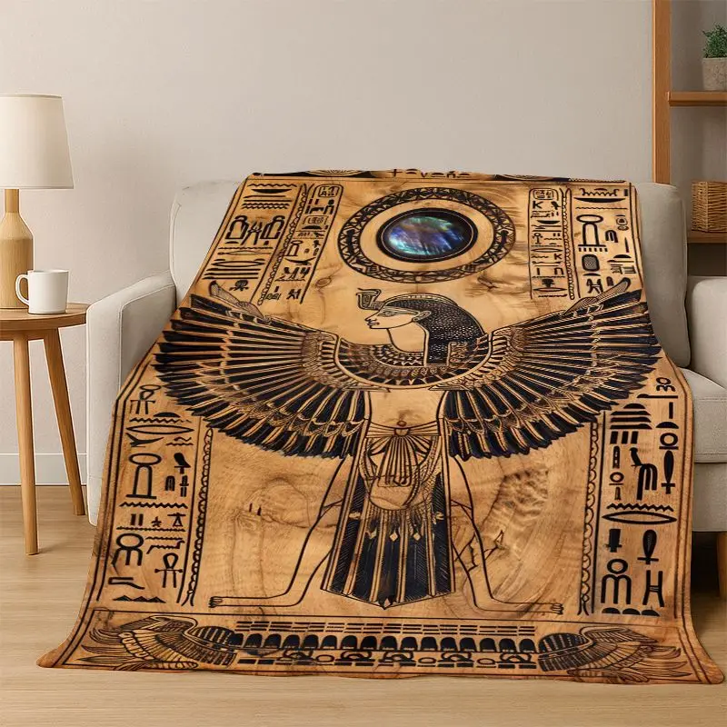Egyptian Mythological mural pictograph Flannel Blanket Soft Warm Blanket Throw Blanket for Bedroom Living Room Bed Travel Picnic