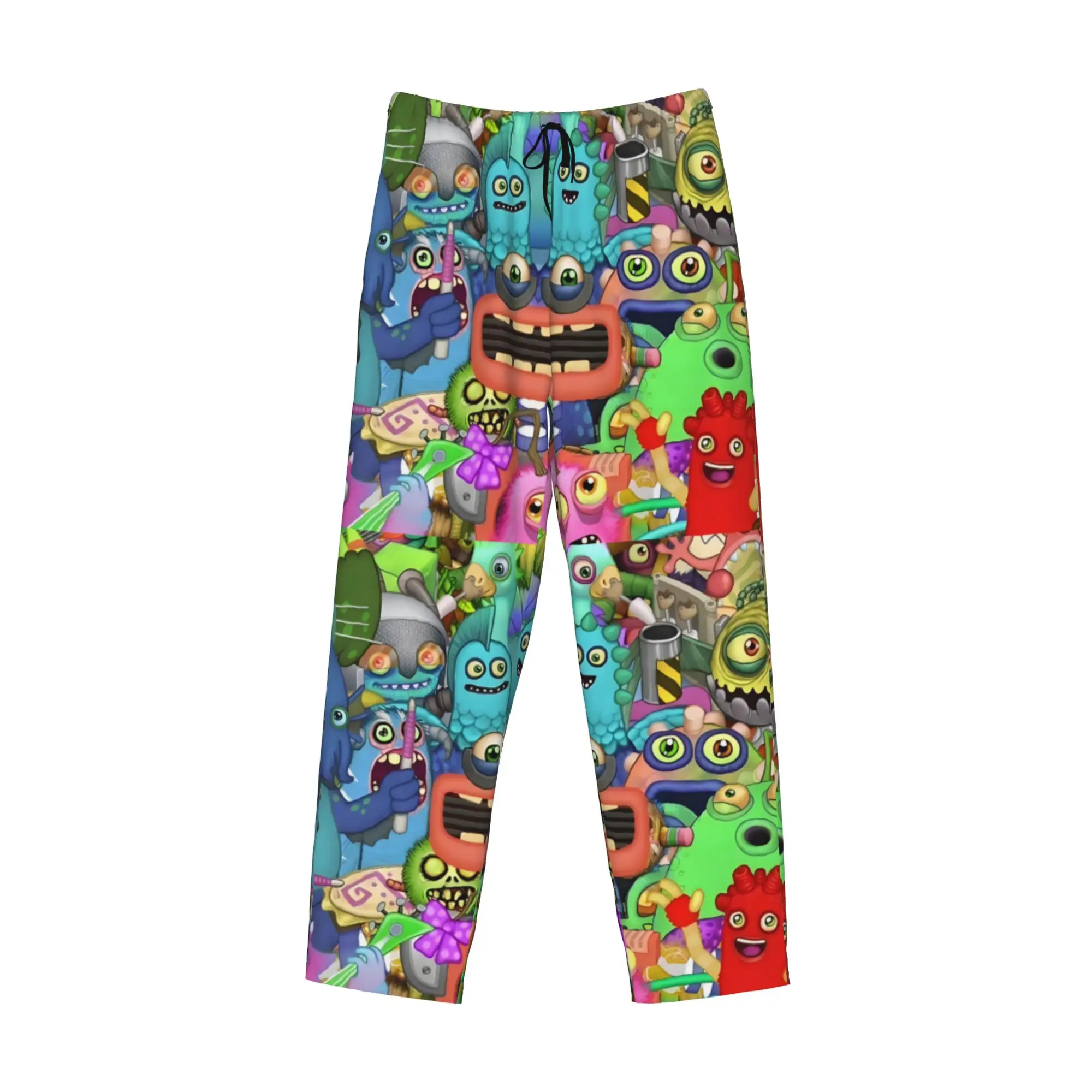 Custom My Singing Monsters Pajama Pants for Men Funny Games Lounge Sleep Stretch Sleepwear Bottoms with Pockets view 3