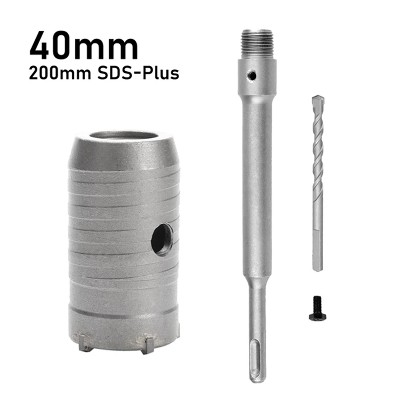 SDS Plus Hammer Drills Wall Hole Saw Drill Bit Set Cutter Tools with Round Shaft Concrete Cement Stone Hole Opener,40mm