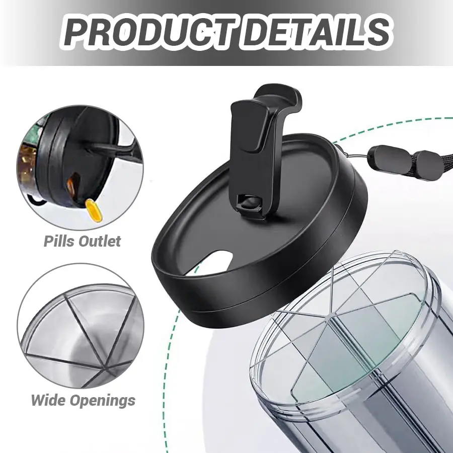 

Портативный органайзер для таблеток с 7 отделениями, контейнер для витаминов с защитой от перепутывания для путешествий, простой в использовании и не требующий особого ухода для ежедневного использования