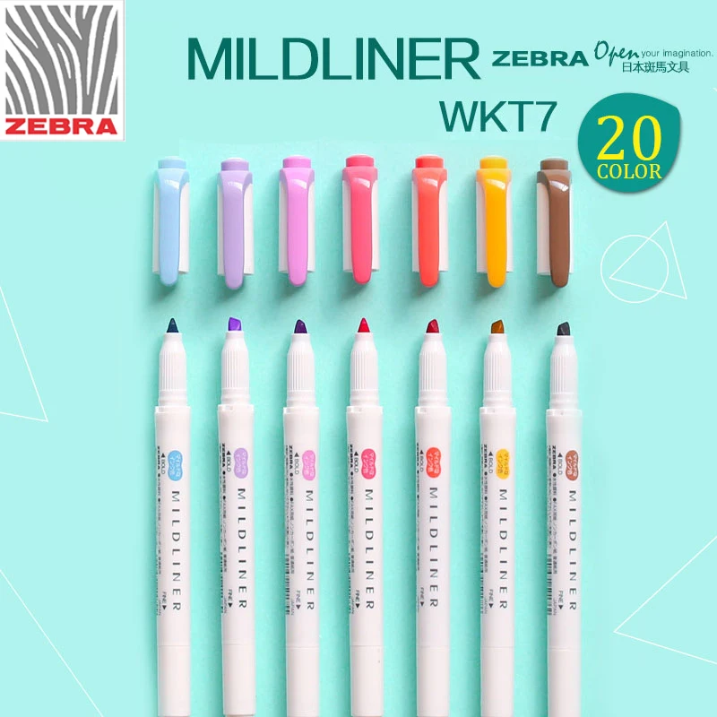 

Japan ZEBRA WKT7 New Mildliner Double Tip Highlighter Marker Pen School Office Supply Graffiti Kawaii Stationery 1pcs