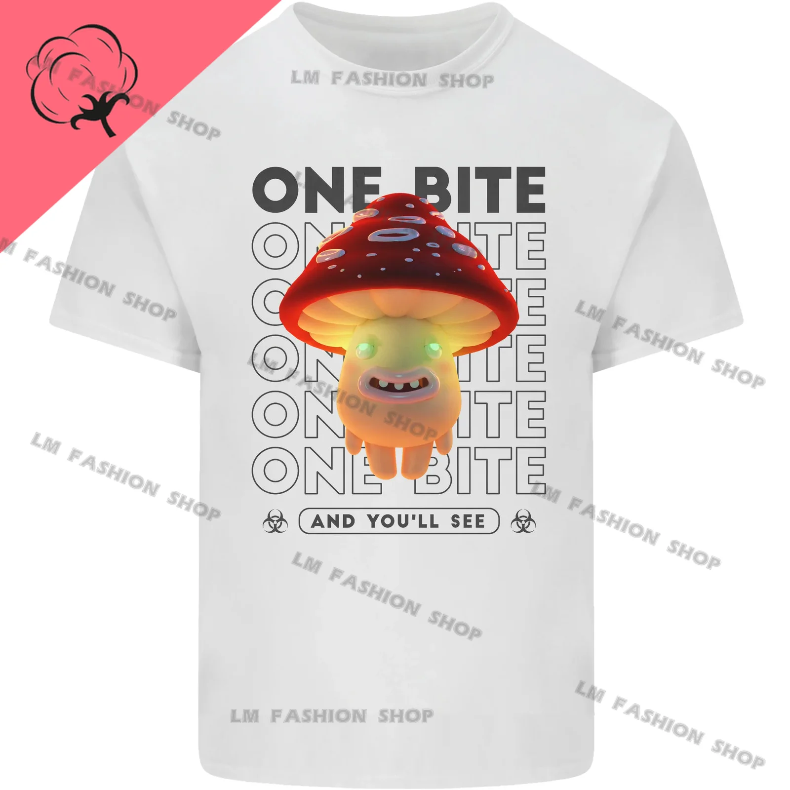 Funny Magic Mushrooms Graphic TShirts Men's Clothing Short Sleeve Tops Cotton Tees Women's Printed T-Shirt