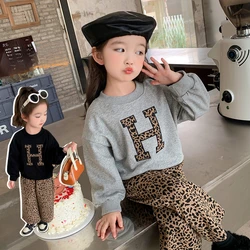 Children's Clothing Sets H Letter Long Sleeve Hoodie + Wide Leg Pants 2pcs Baby Girl Clothes Kids Boutique Clothes