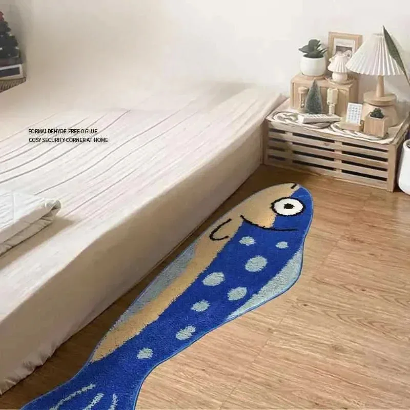 VIKAMA Creative Salted Fish Rug Warmth-Retaining, Non-Slip Entrance Hallway Doormat Bedside Rug for Bedroom Home Decor