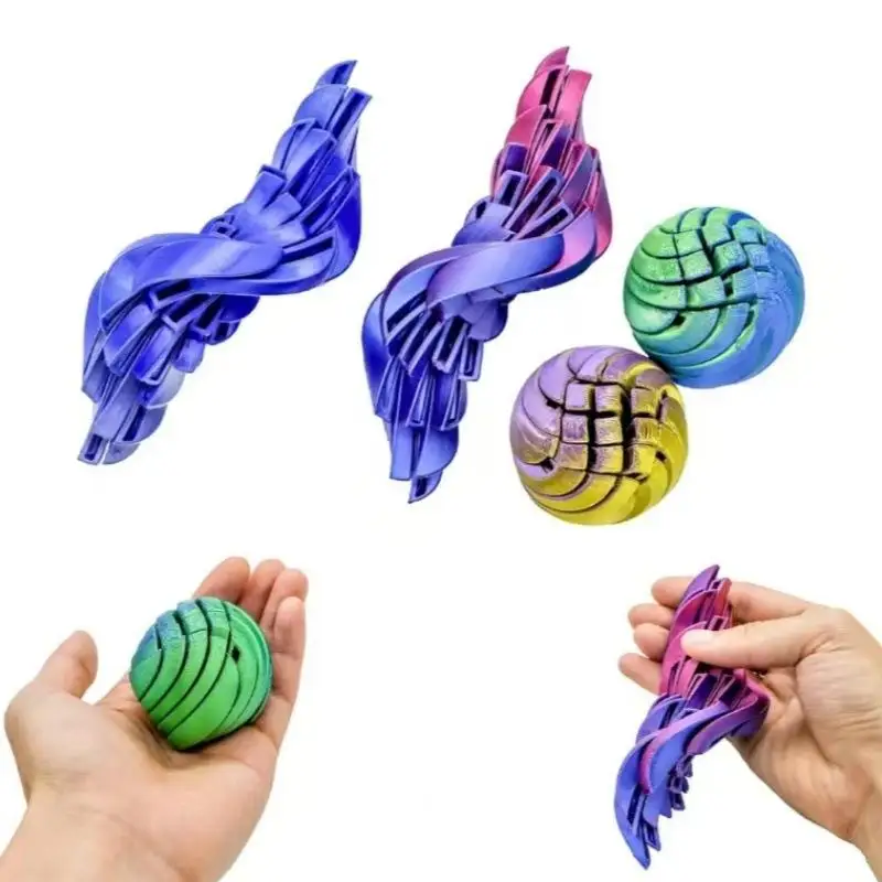 1Pcs 3D Printed Twistsphere  Props Gear Liquid Flow Ball With Rotating Design Anxiety Relief Toys Slime Ball  Toy