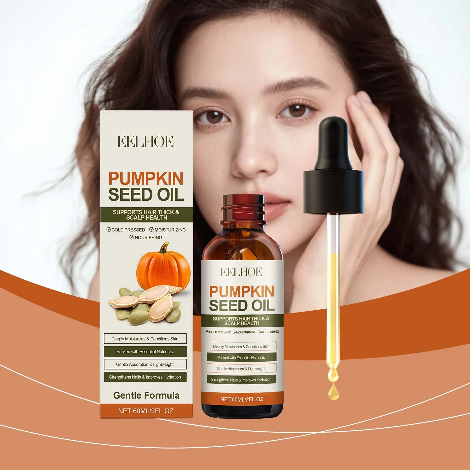 Aceite de Semillas de Calabaza que Ayuda a Retener la Humedad Duradera para Piel, Uñas, Cabello, Rostro y Cuerpo, Aceite de Belleza Diario Multibeneficios
