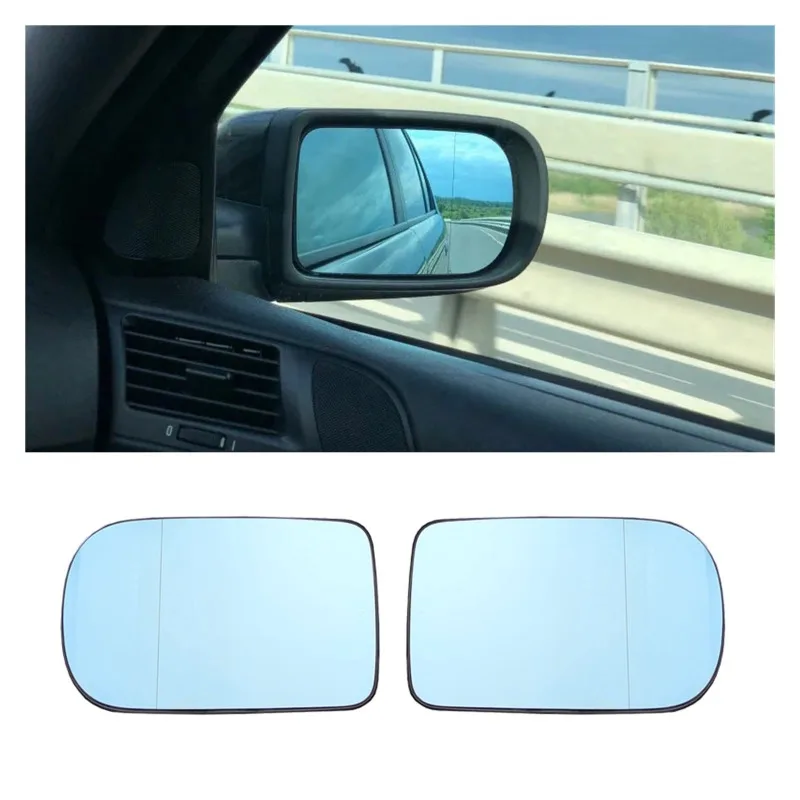 For BMW 7 Series E38 5 E39 1995 - 2003 Left Right Door Side Wing Mirror Glass Heated Blue Rear View Convex Exterior