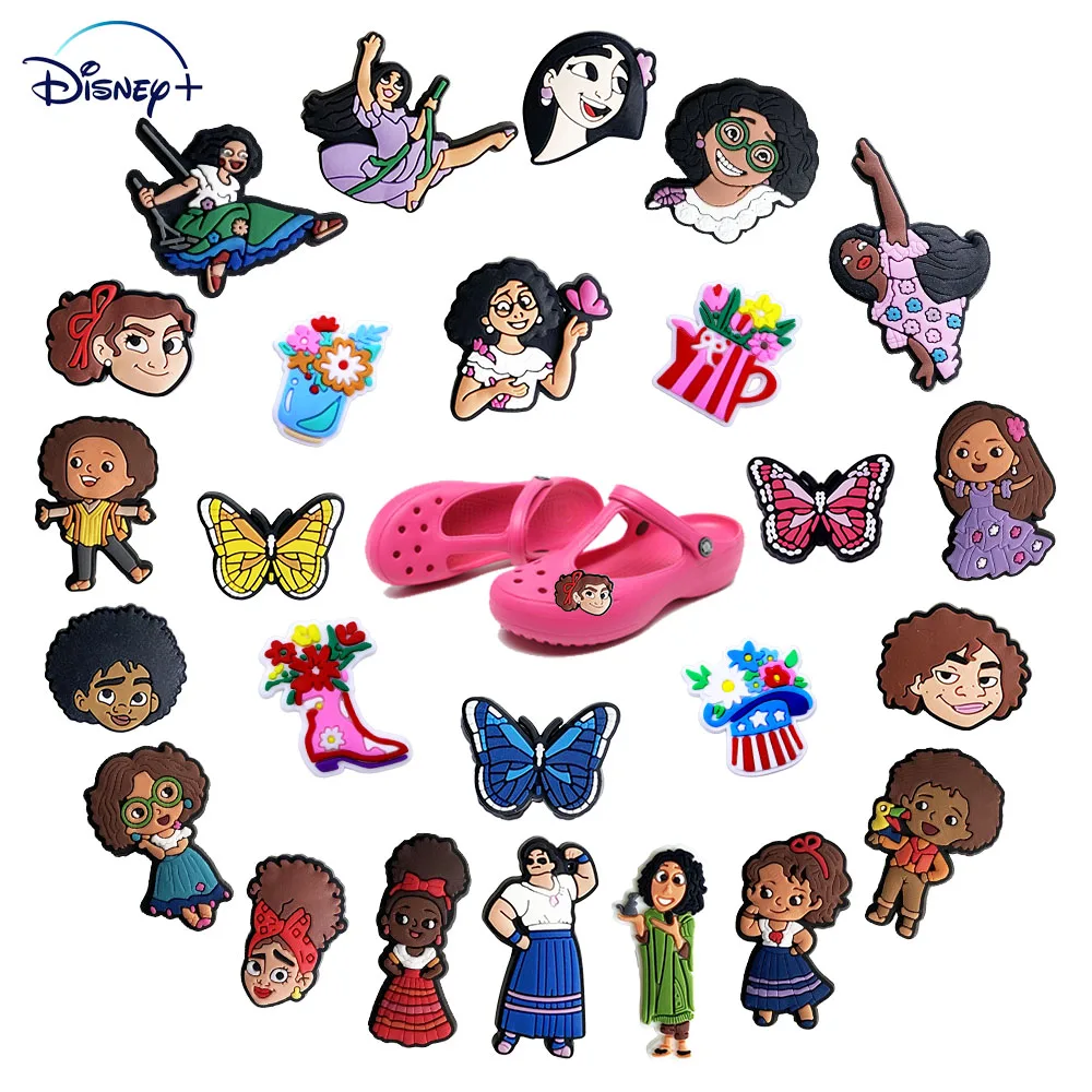 

9-60pcs Disney Encanto Shoes Charm Clog Decorations PVC Shoe Accessories Buckle Garden Sandals Charms for Wristband Xmas gift