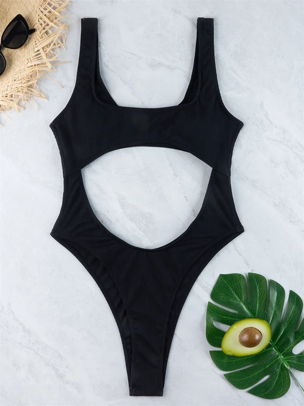 Retro Extrem บิกินี่ตัดออก Monokini Ribbed ชุดว่ายน้ําผู้หญิง One- Piece Push Up วันหยุดชุดว่ายน้ําบราซิล Beach Bath ชุด