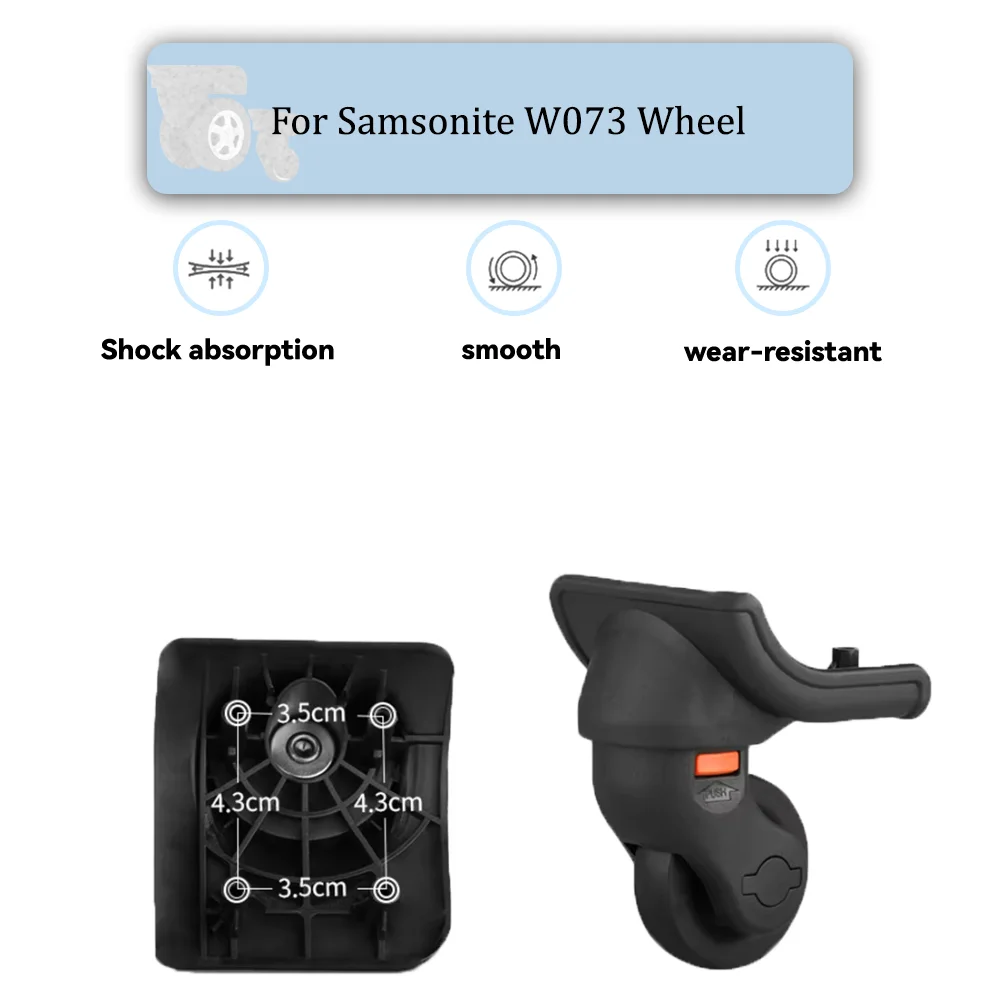 For Samsonite W073 Universal Wheel Replacement Suitcase Rotating Smooth Silent Shock Absorbing Wheel Accessories Wheels Casters