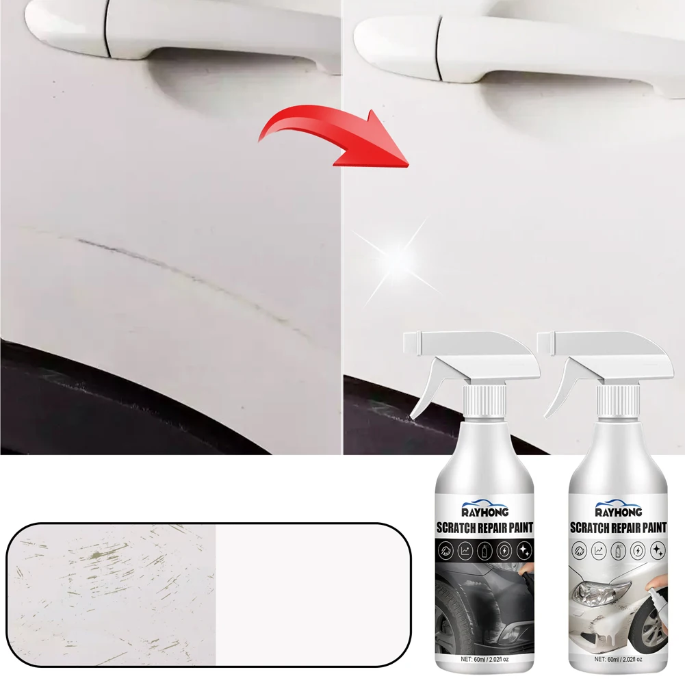 블랙 화이트 연마 페인트 스크래치 제거기, 효과적인 페인트 연마 및 딥 스크래치 제거 수리 스프레이, 60ml