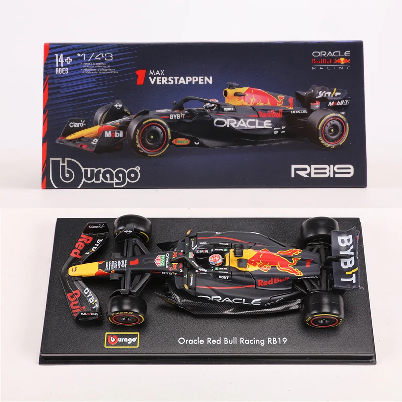 Burago-carro fundido modelo brinquedo, Red Bull Racing, RB19 2023, n .. 1 e 11 Liga, veículo de luxo, presente coleção, 1:43