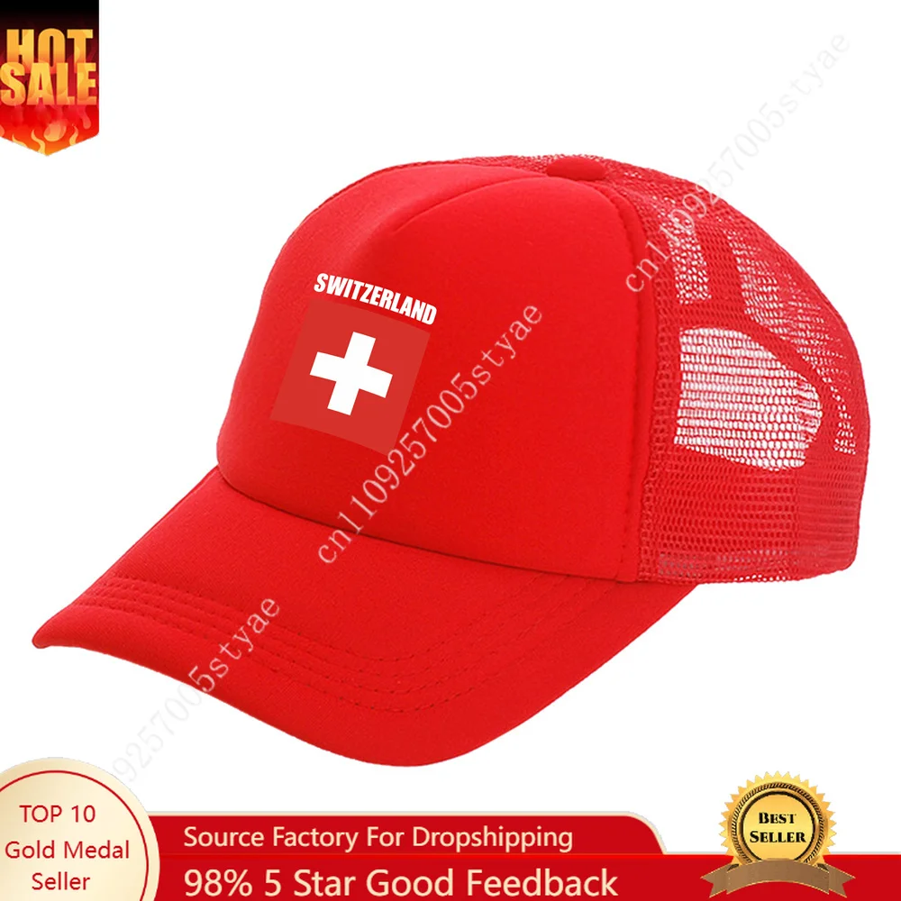 

Switzerland Flag Trucker Caps Man Woman Baseball Cap Fashion Sunhat Adjustable Snapback Hat Outdoor Summer Breathable Dad Hats