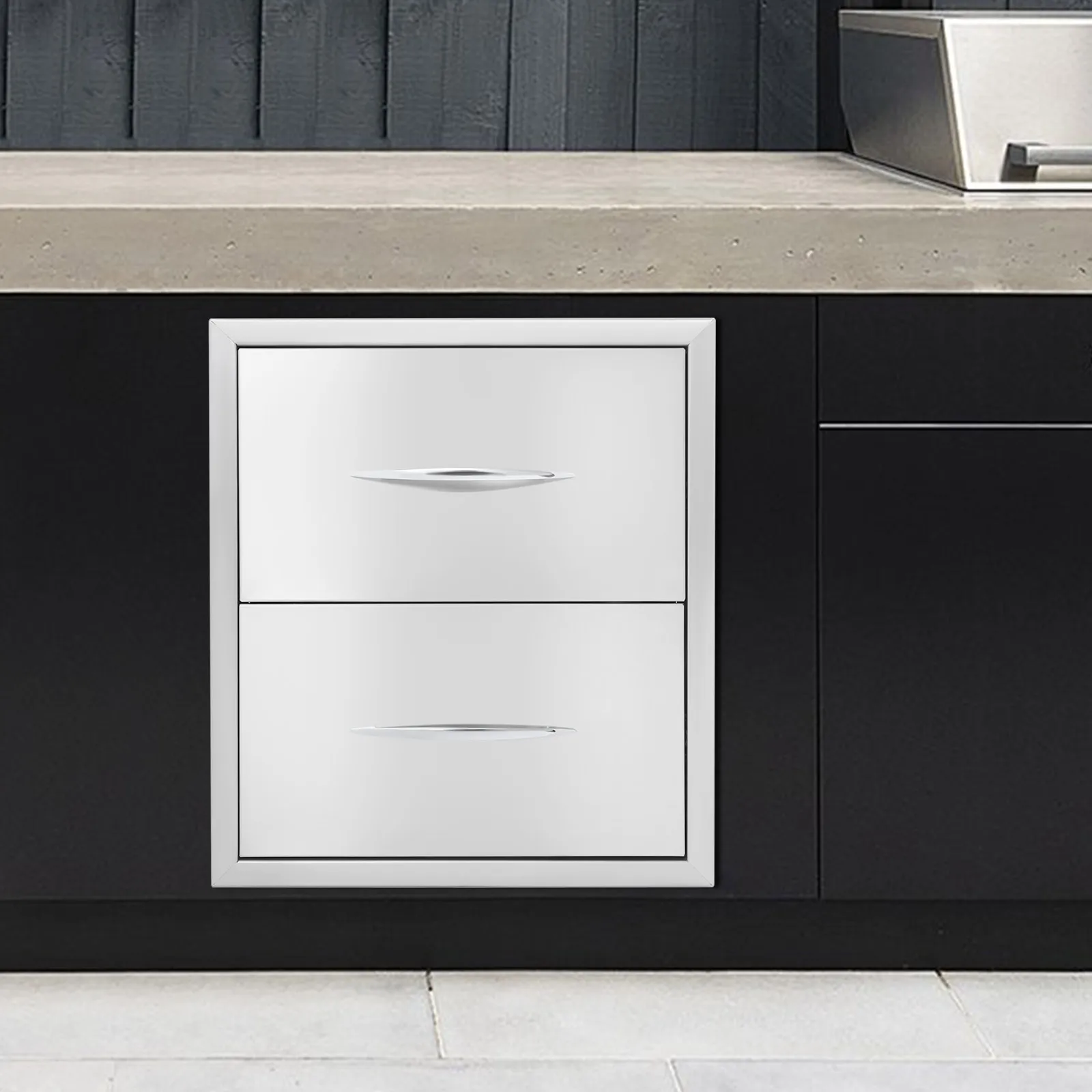 Stainless Steel Outdoor Kitchen Drawer 2-Layer Embedded Kitchen Utensil Storage Drawer for Hotel/Outdoor Kitchen/Cabinet​
