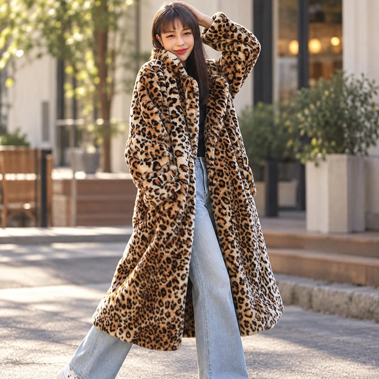 Pocket No Hood Coat with Long Sleeve Extra Long Length Streetwear Notched Lapel Women Coat Summer Regular Sleeve Edgy Street