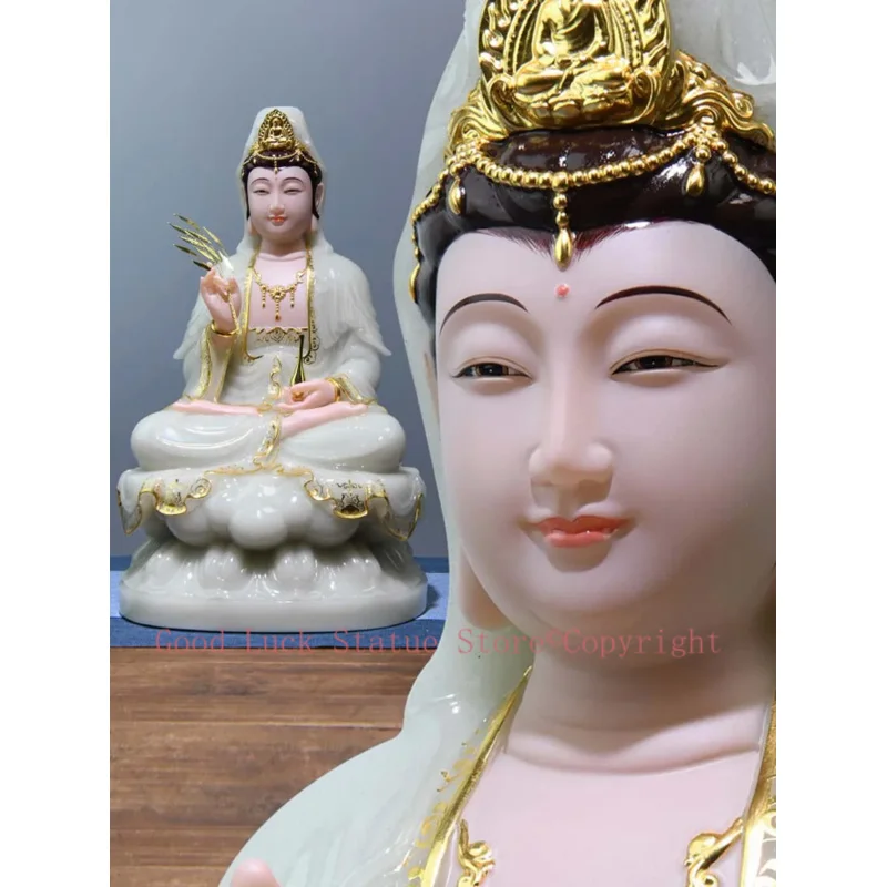 Best choice High grade gilding jade goddess GUAN YI Avalokitesvara Buddha statue HOME family protection safety Healthy worship