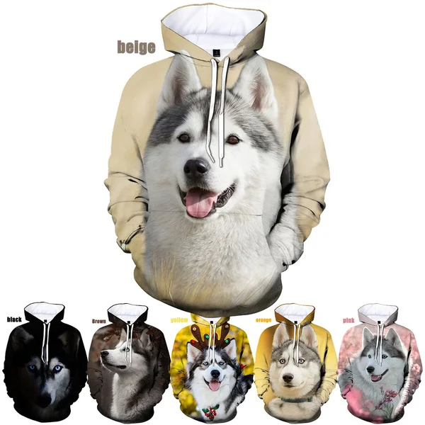 

New Fashion Funny and cute Siberian husky dog 3D printed hoodie Siberian Husky Dogs Print Men Women Casual Hoodies size XS-5XL