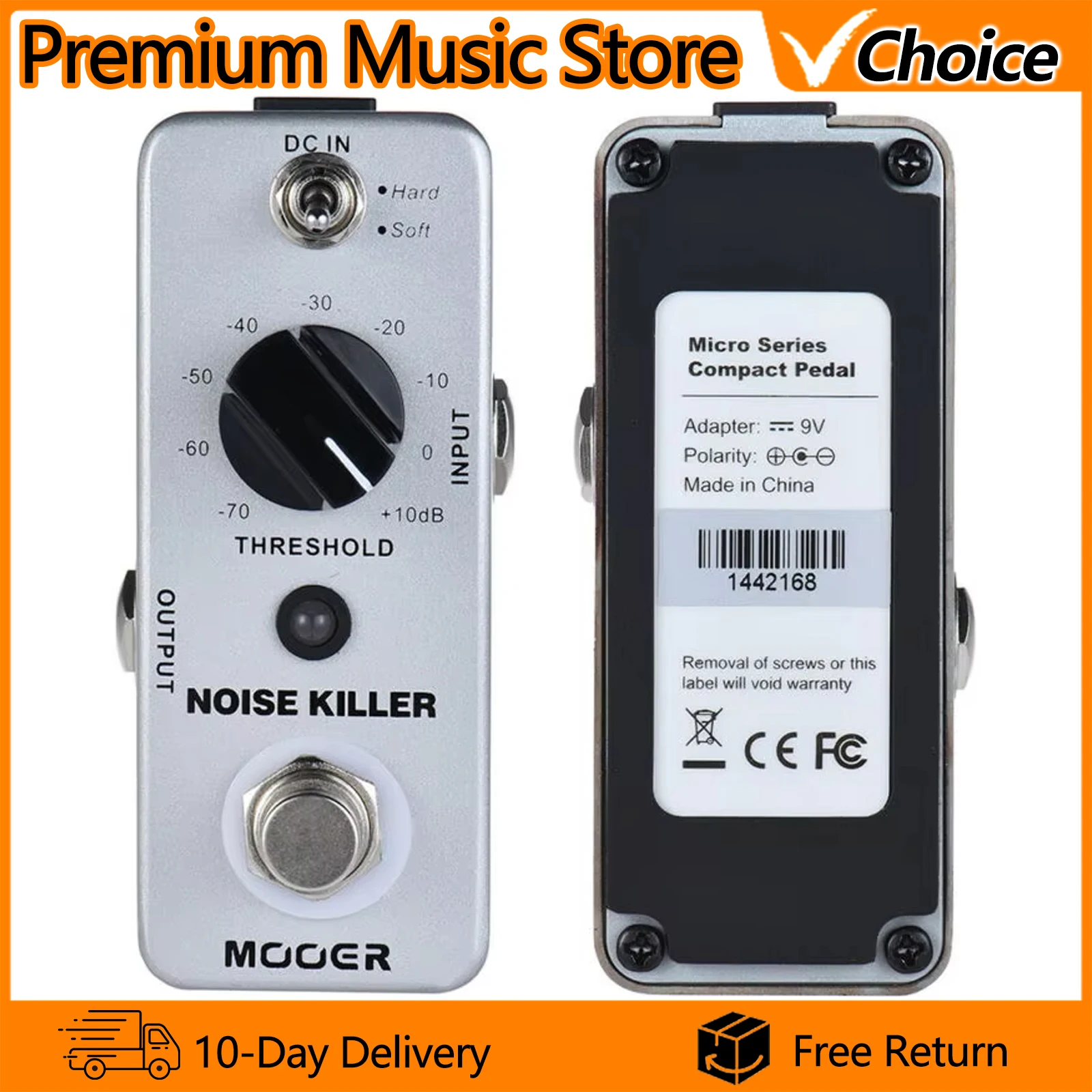 

Педаль эффектов MOOER Noise Killer для электрогитары и бас-гитары, педаль для уменьшения шума, 2 режима работы, аксессуары для гитары, True Bypass