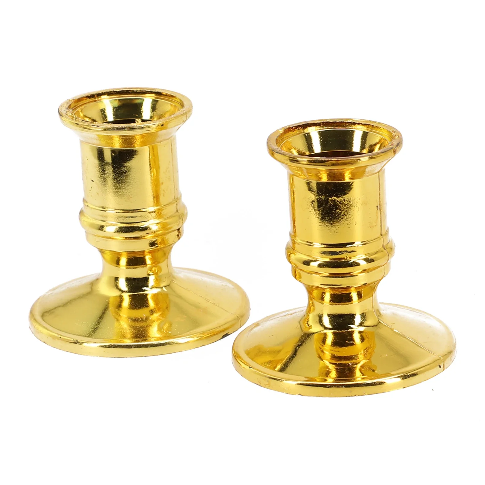 2pcs Pillar Candle Base Plastic 0.75"D Traditional Shape Fits Standard Candlestick Gold  For Table Top Wedding Home Room Decor