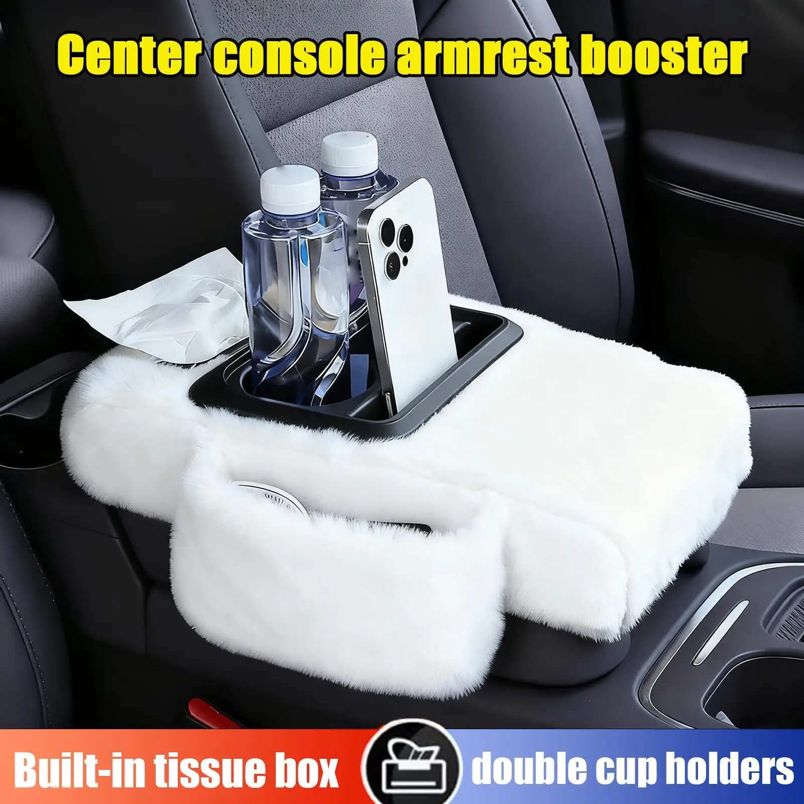 

Plush Center Console Cover Soft Armrest Protector for Car, Truck & SUV, Warm Interior Decor & Cushion for Winter