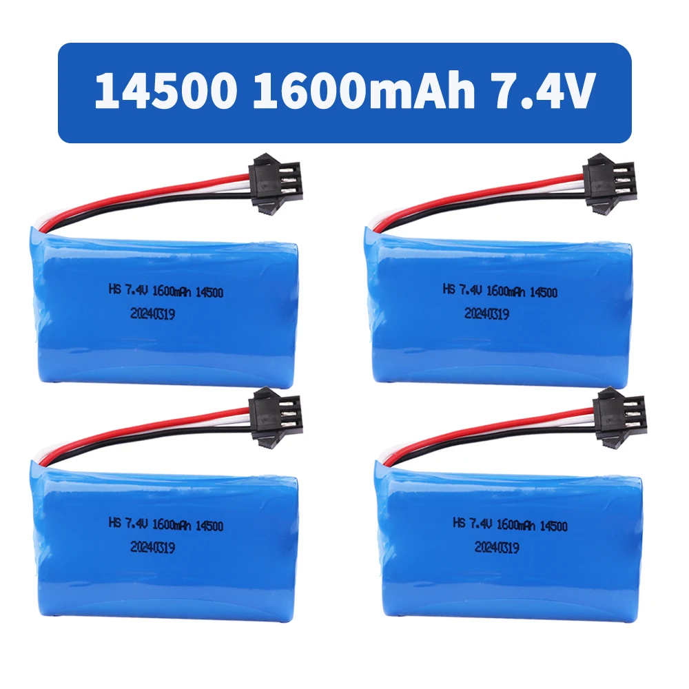 14500 Lipo battery SM-3P Plug 7.4V 1600mah for remote control helicopter boat car model water bullet guns toys accessories