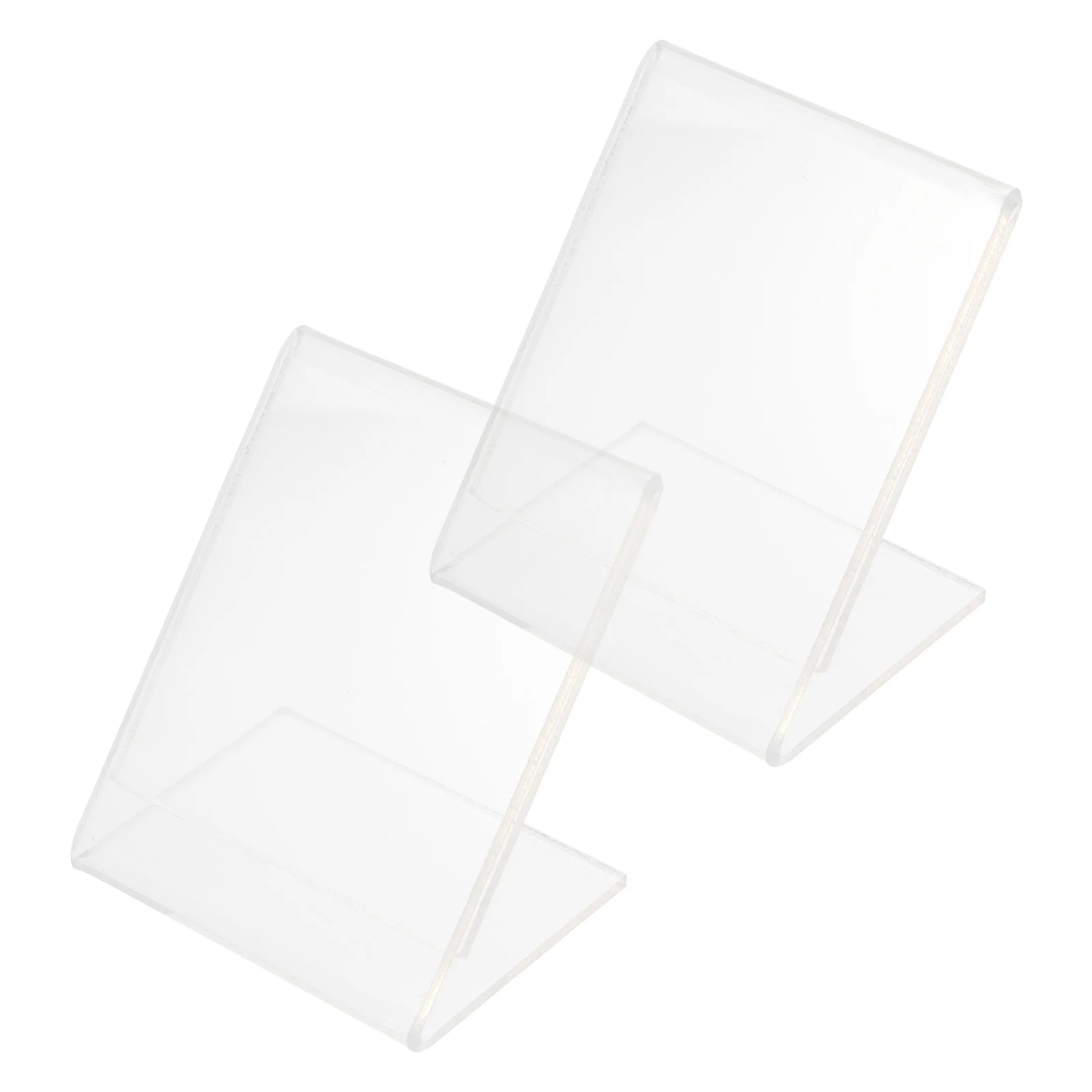 

2pcs QR Code Sign Holder Acrylic L Shape Display Stand Name Cards Holders Price Label Standing Slanted Sign for Store