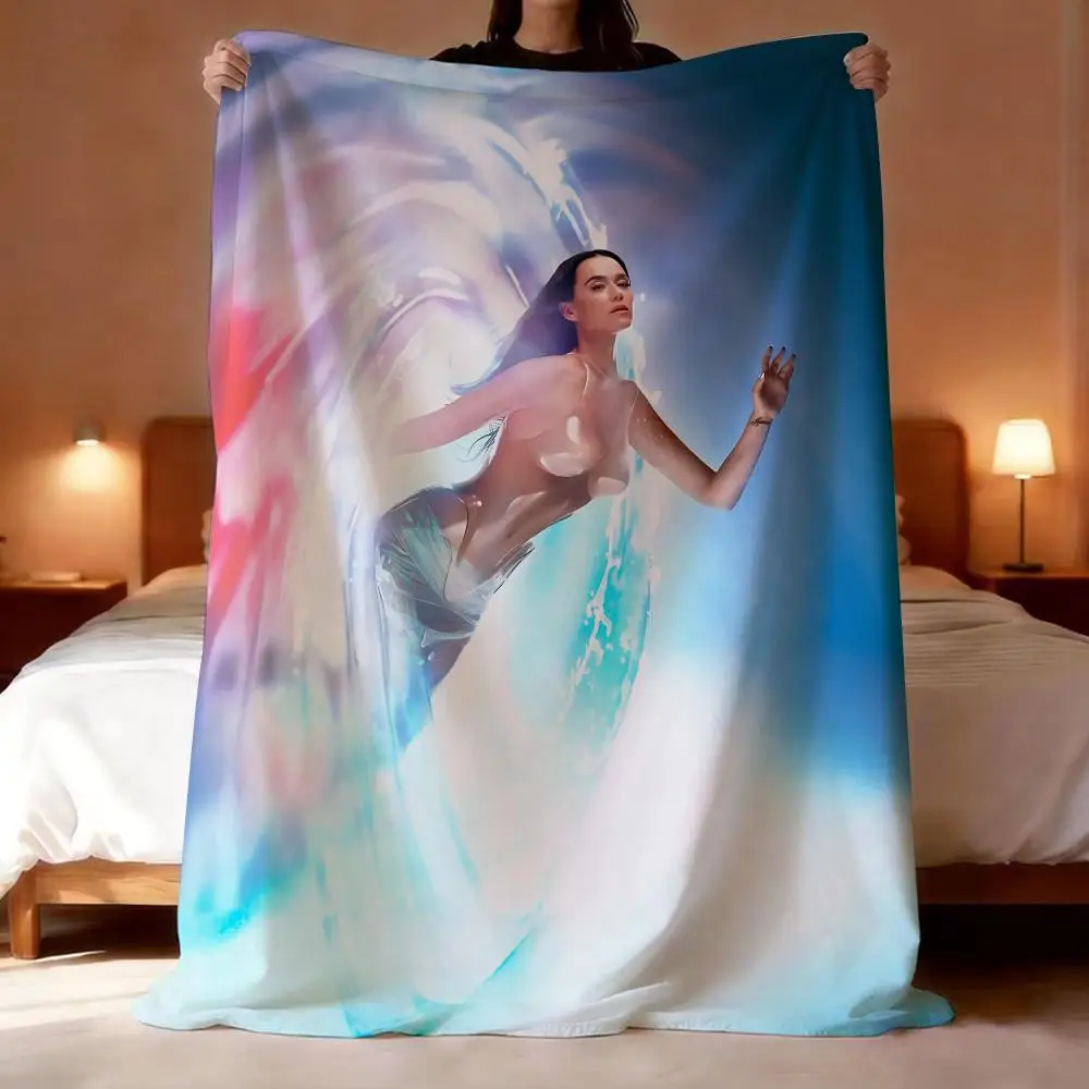 

Singer K-Katy Perry Album Throw Lightweight 240g Flannel Blanket Soft Skin-friendly for Summer Cooling