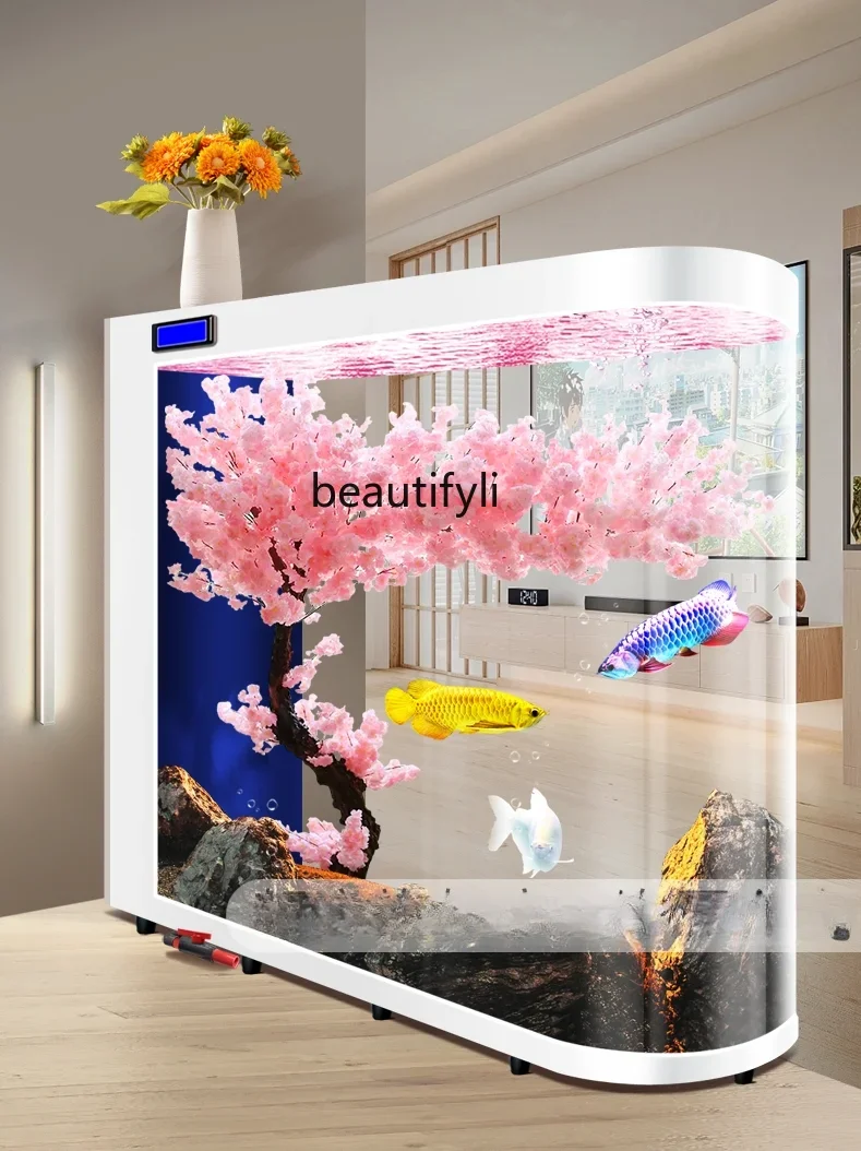 

Living Room Floor Bullet Subareas Screens Aquarium Household Ecological Glass Fish Globe