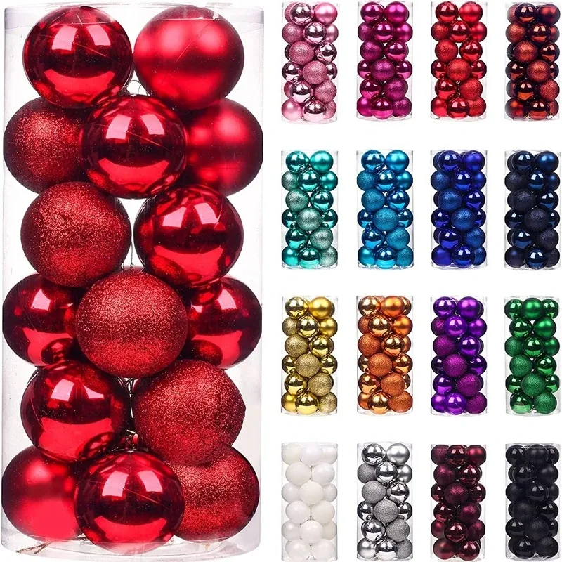 

D5 24Pcs 3CM Christmas Decoration Ball Christmas Tree Ornaments for Home Decor New Year 2025 Navidad Pendant Ball Accessories