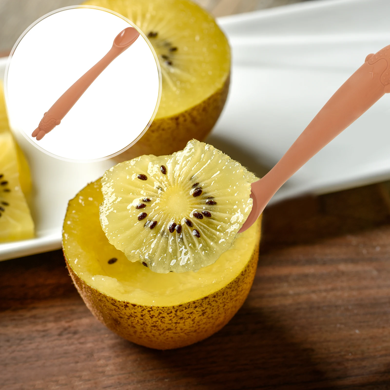 

Spoon Silicone Feeding Spoons for Baby Rabbit Cutlery Orange Training Children Utensils